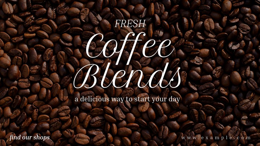 Fresh coffee blends  blog banner template, editable text