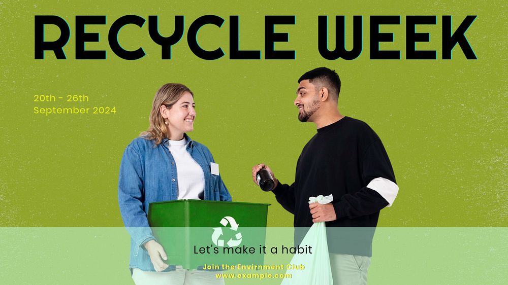 Recycle week  blog banner template, editable text