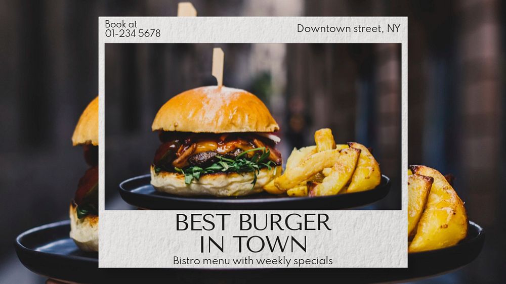 Burger shop  blog banner template, editable text