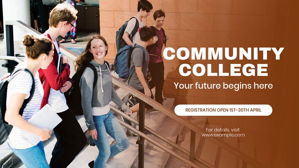 Community college blog banner template, editable text