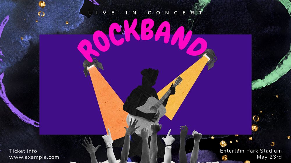 Live concert  blog banner template, editable text