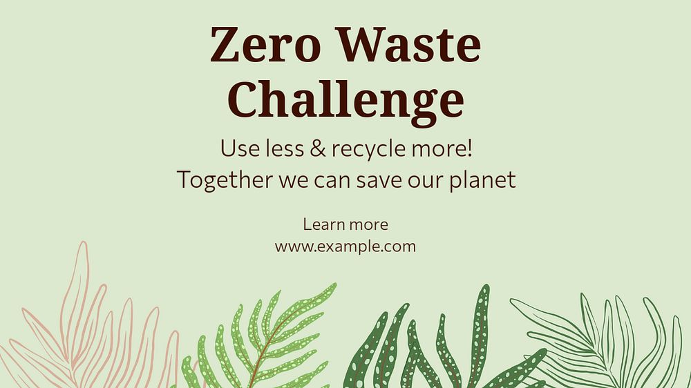 Zero waste challenge blog banner template, editable text