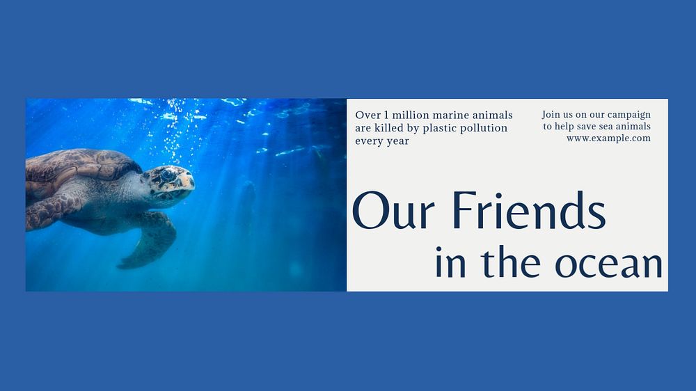 Ocean friends blog banner template, editable text