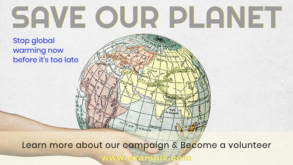 Save our planet  blog banner template, editable text