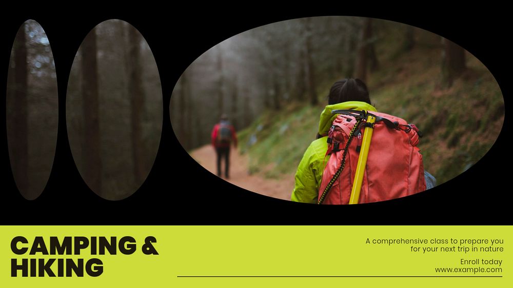 Camping & hiking blog banner template, editable text