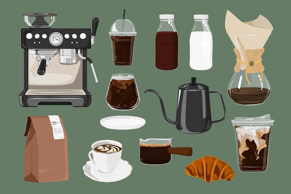 Coffee & bakery, editable cafe remix design set