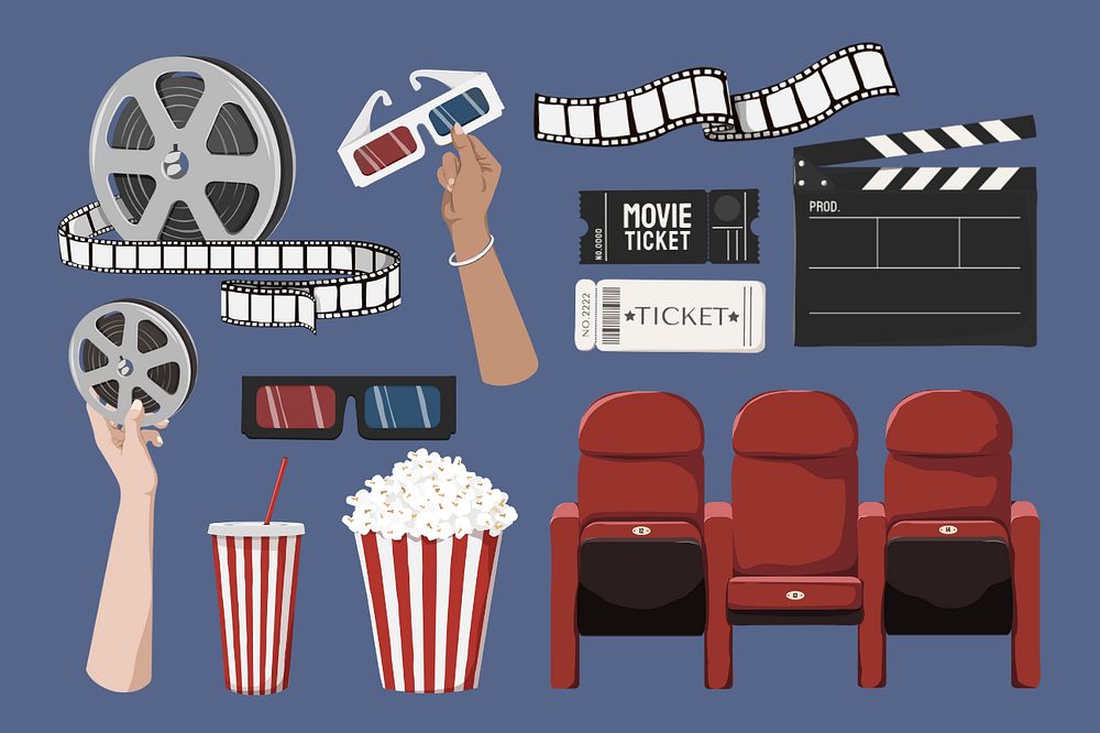 Movie theater, editable entertainment remix design set