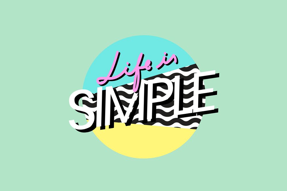 Life in simple, colorful typography editable design