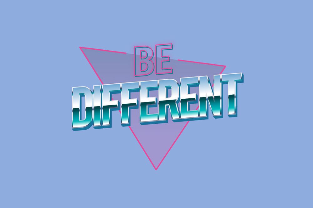 Be different, synthwave typography editable design