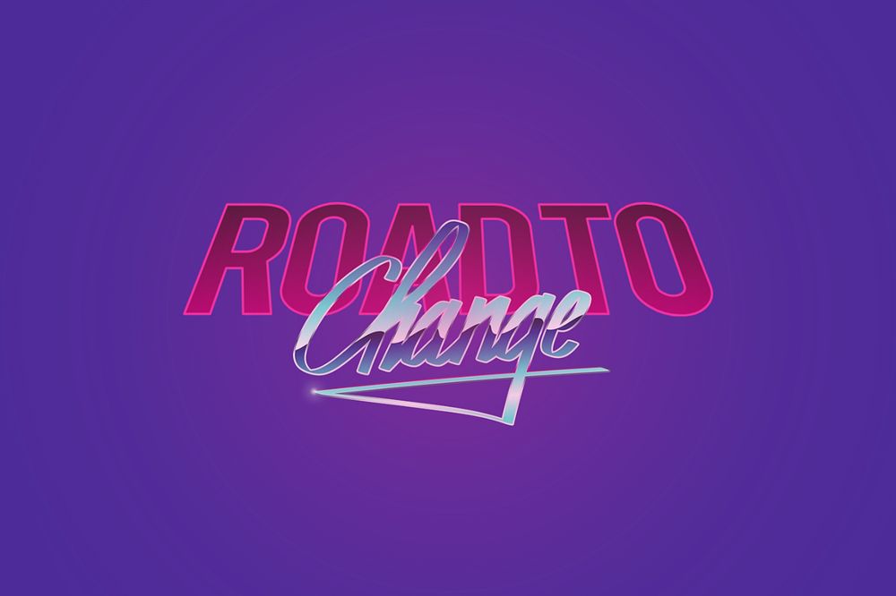 Road to change, retro texting editable design