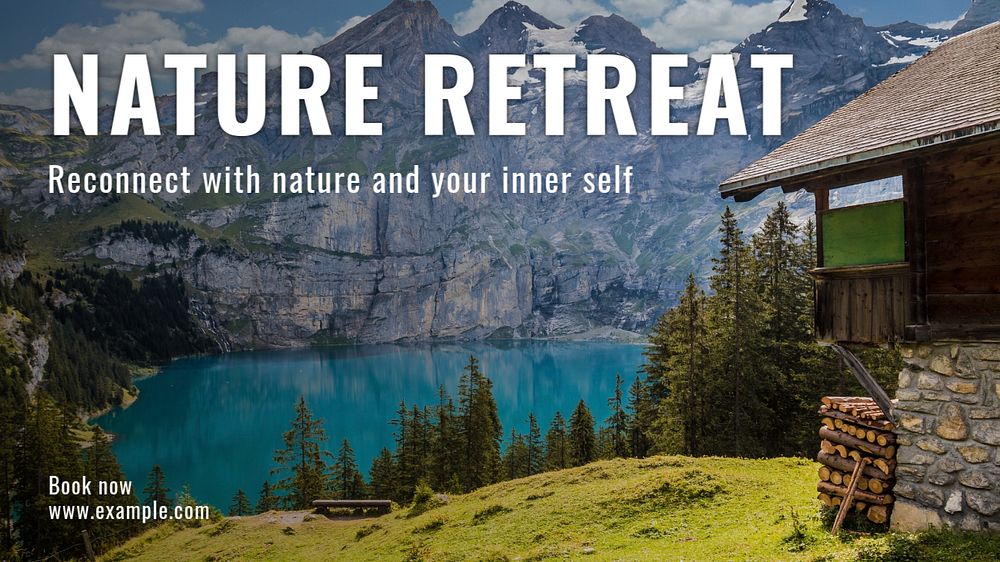 Nature retreat  blog banner template, editable text