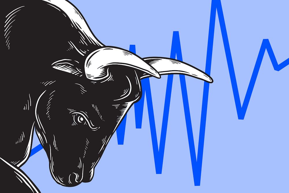 Bull market, down stock graph editable design