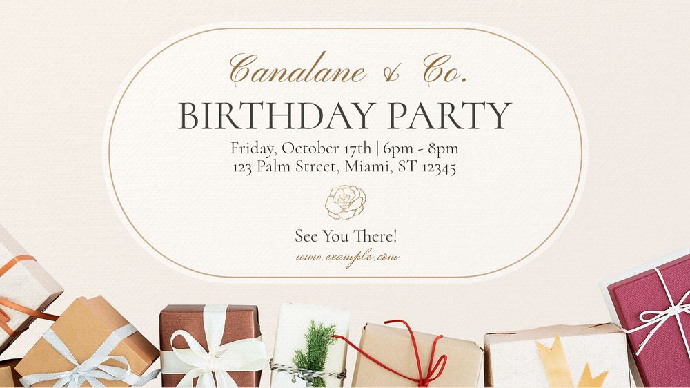 Birthday party blog banner template, editable text