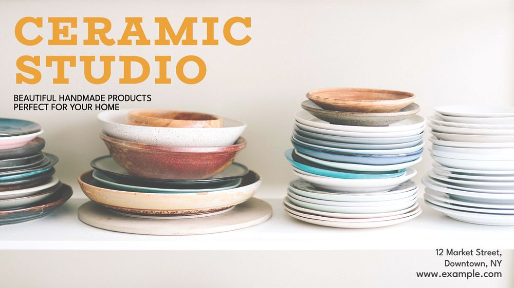 Ceramic studio blog banner template, editable text