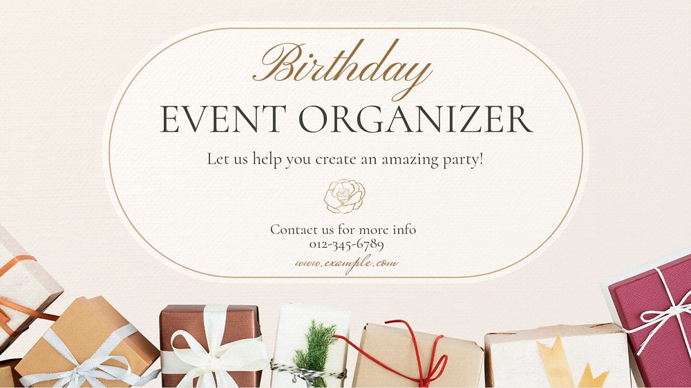 Birthday organizer blog banner template, editable text