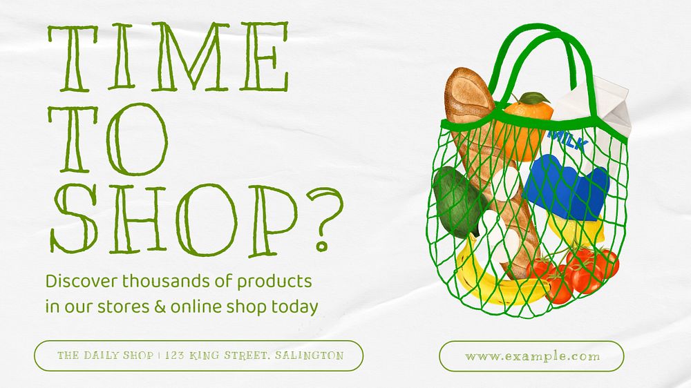 Shopping time blog banner template, editable text