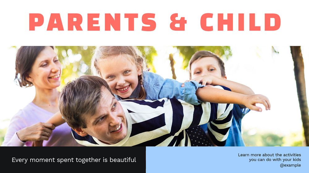 Parents & child blog banner template, editable text