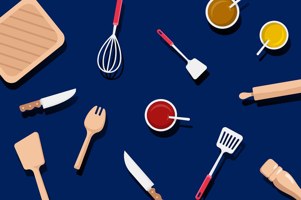 Kitchenware pattern background, baking tool illustration, editable design