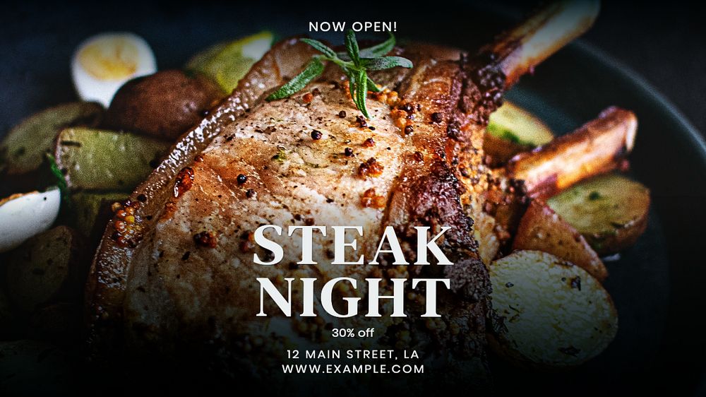 Steak night blog banner template, editable text