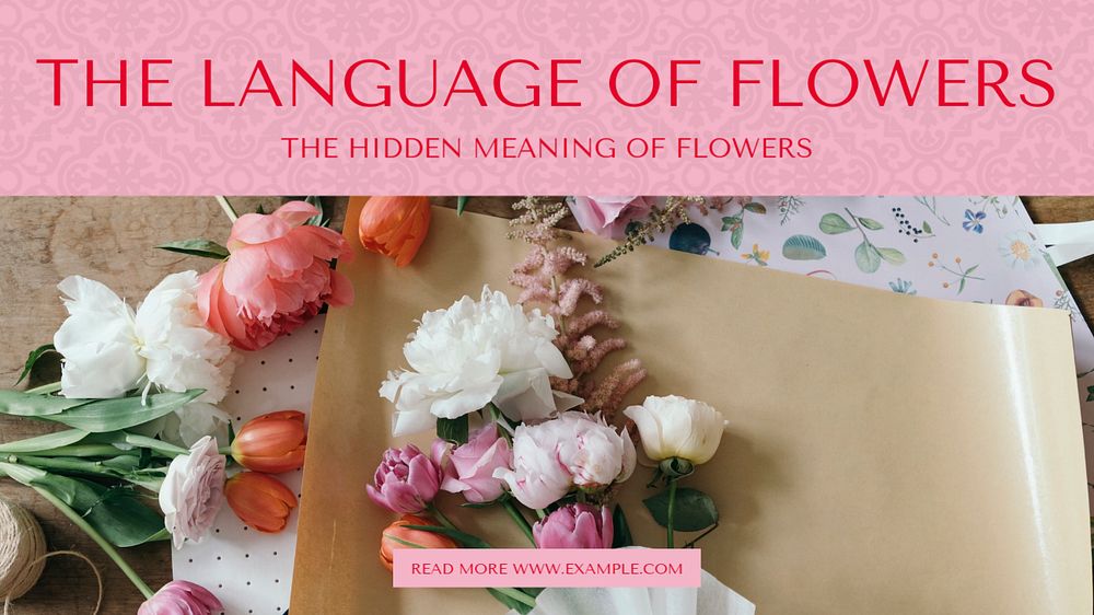 Flower language blog banner template, editable text