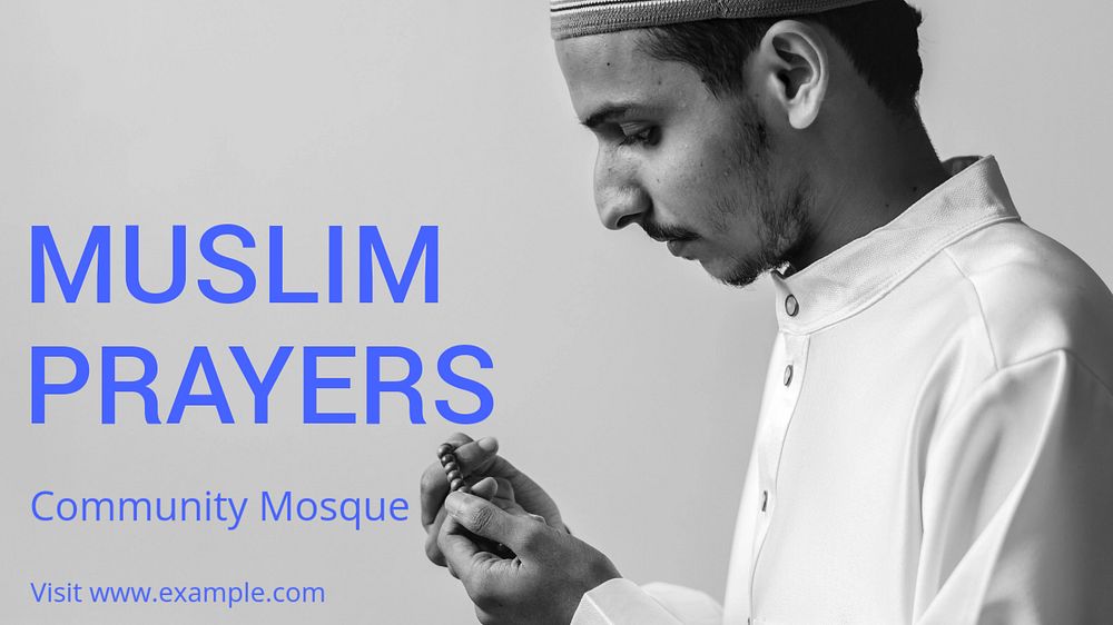 Muslim prayers blog banner template, editable text