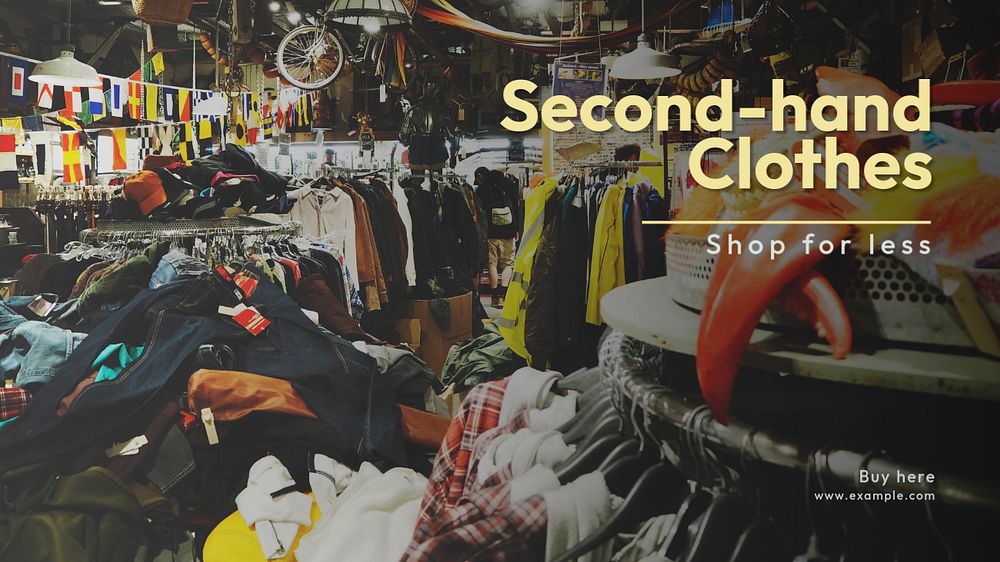 Second-hand clothes blog banner template, editable text