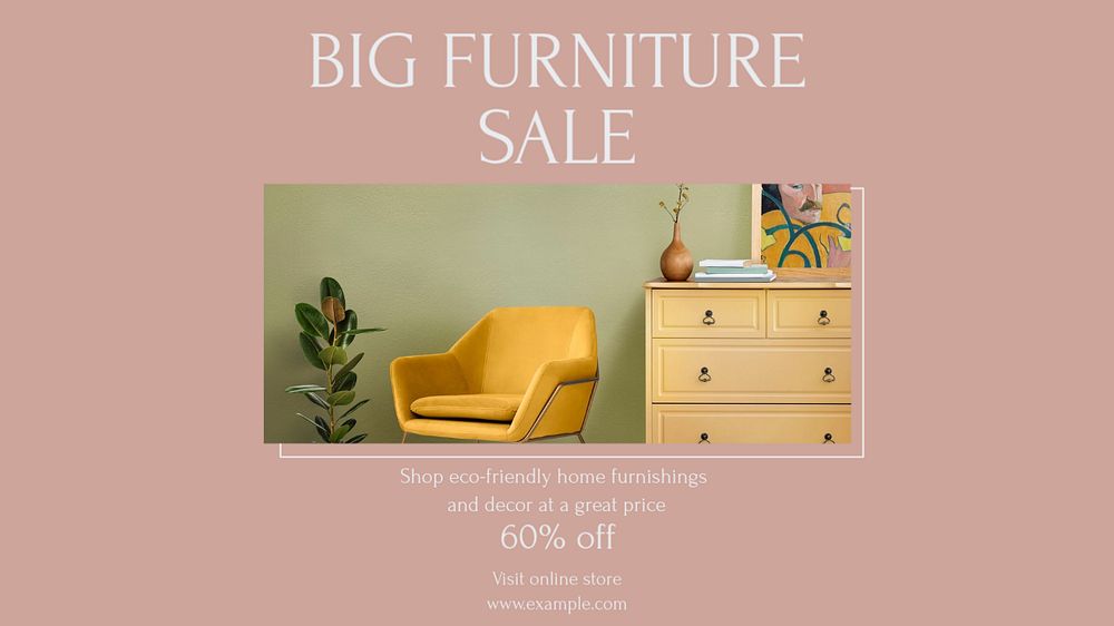 Furniture sale blog banner template, editable text