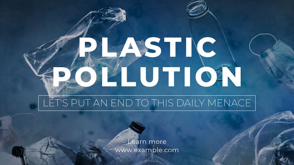 Plastic pollution blog banner template, editable text