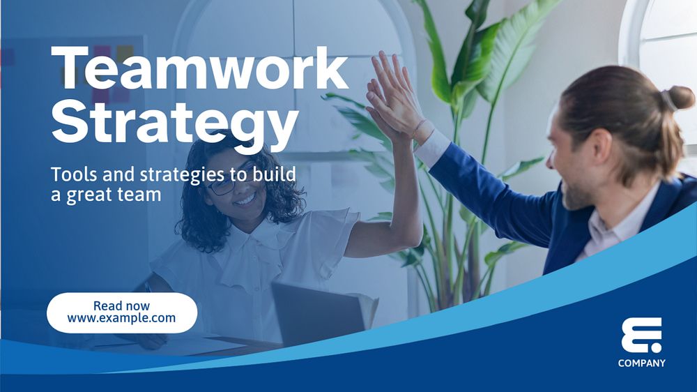 Teamwork strategy blog banner template, editable text