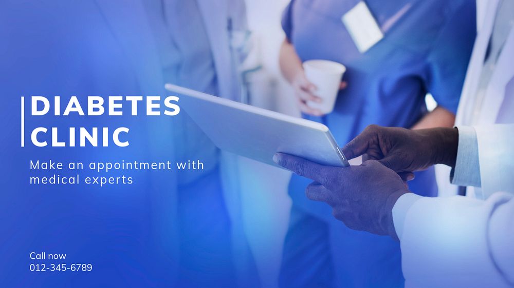 Diabetes clinic blog banner template, editable text