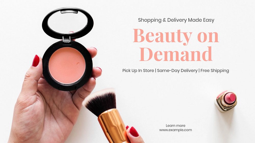 Cosmetic delivery blog banner template, editable text