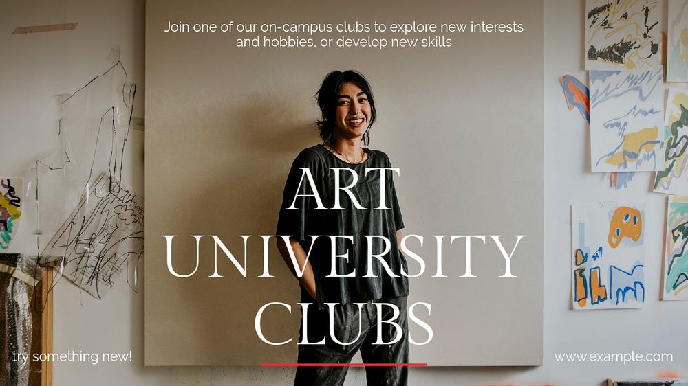 University clubs blog banner template, editable text