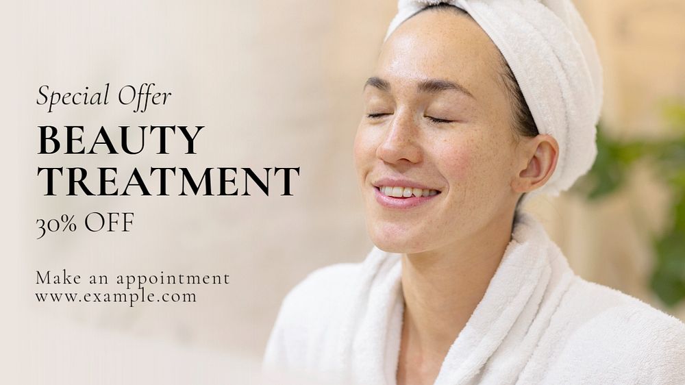 Beauty treatment blog banner template, editable text