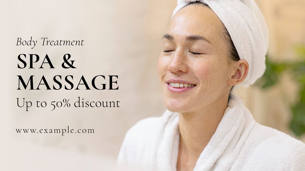 Spa & massage blog banner template, editable text