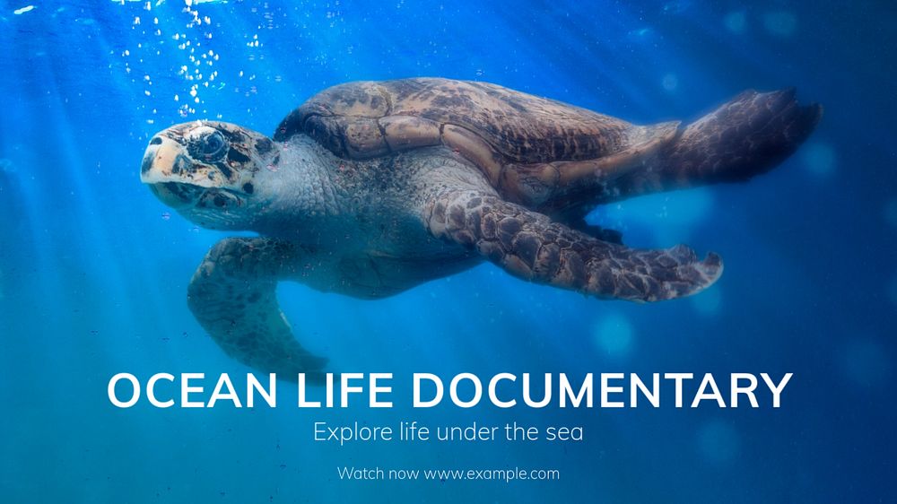 Ocean life documentary blog banner template, editable text