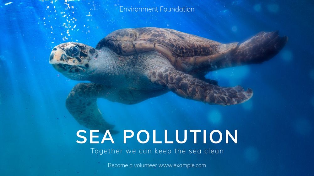 Sea pollution blog banner template, editable text