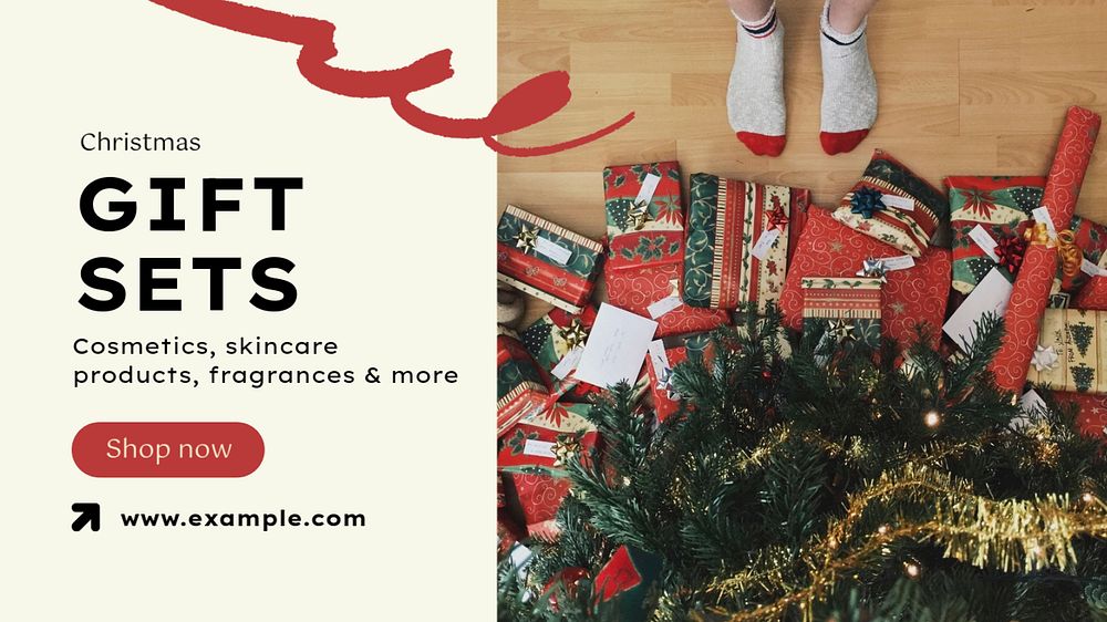 Christmas gift blog banner template, editable text