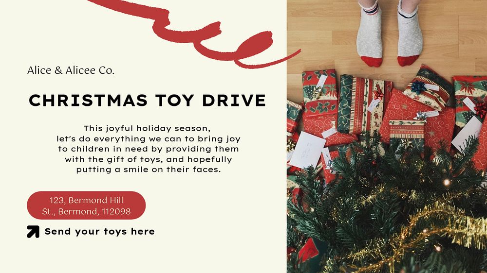 Christmas charity blog banner template, editable text