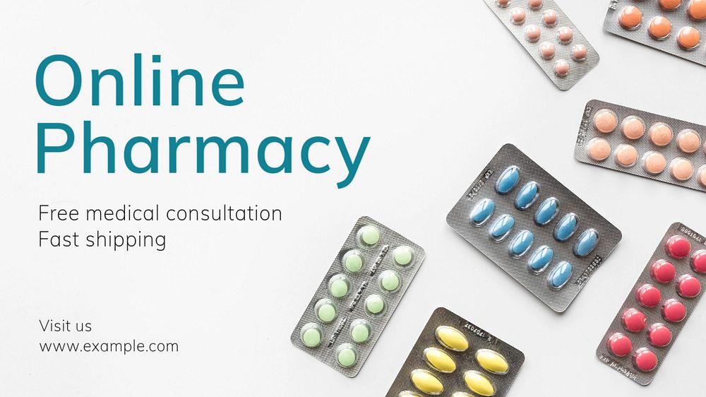 Online pharmacy blog banner template, editable text