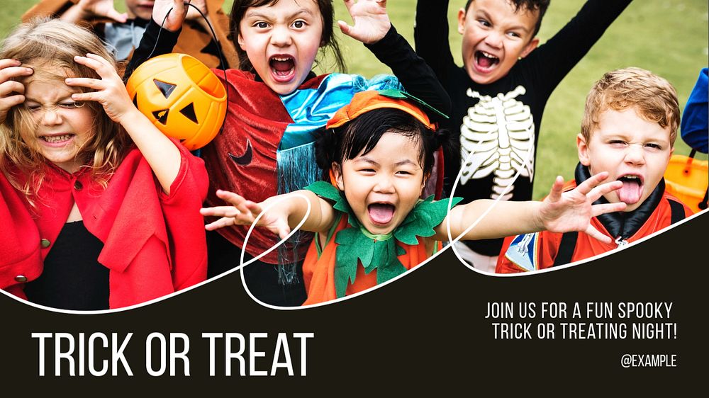 Trick or treat blog banner template, editable text