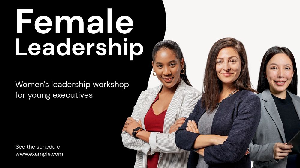 Female leadership blog banner template, editable text