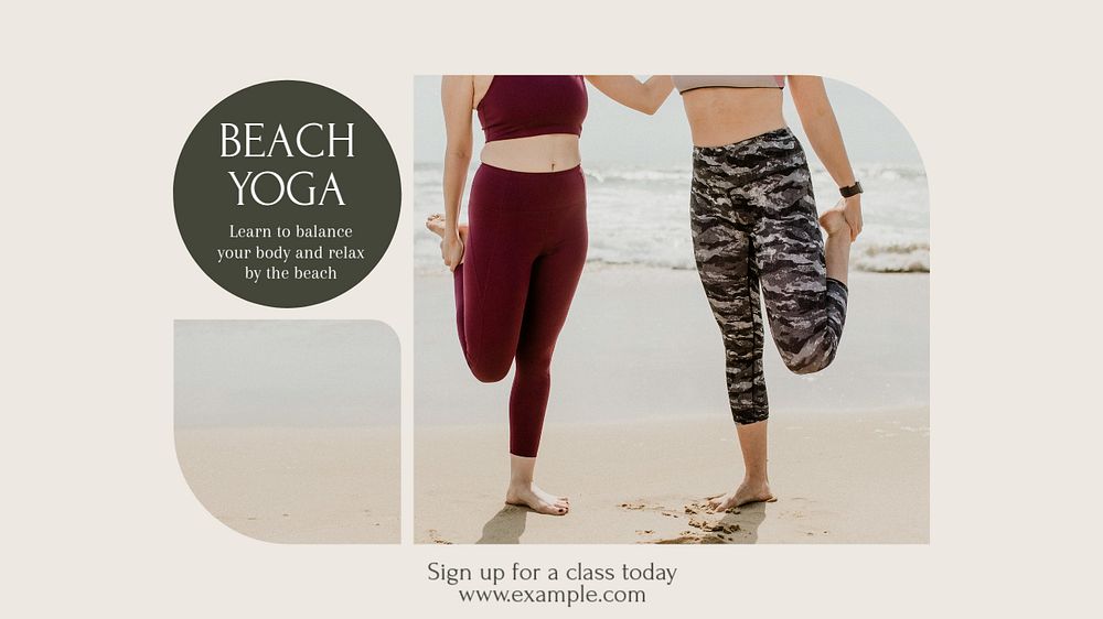 Beach yoga blog banner template, editable text