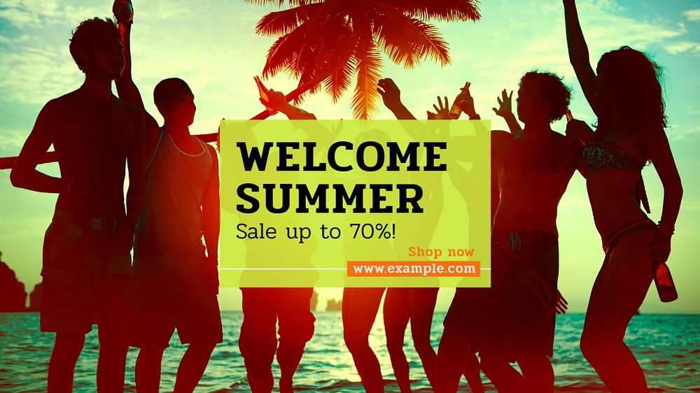 Welcome summer sale blog banner template, editable text