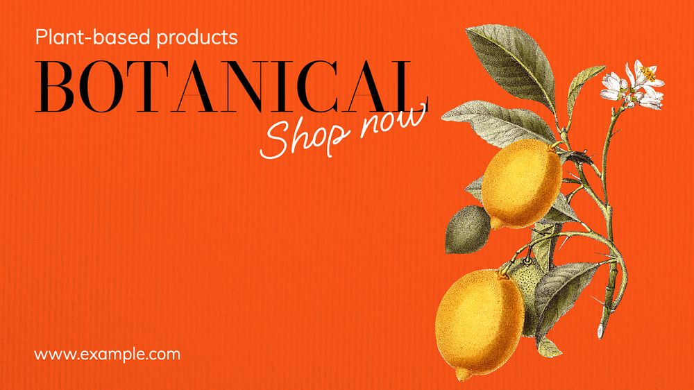 Botanical products blog banner template, editable text