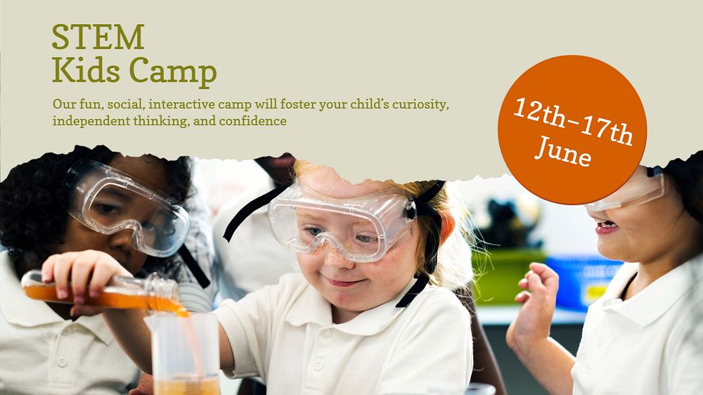 STEM kids camp  blog banner template, editable text