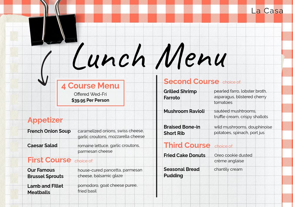 Restaurant menu template, editable design