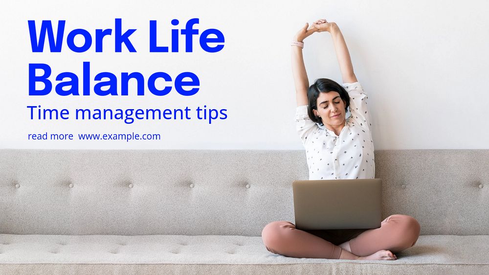 Work-life balance blog banner template, editable text