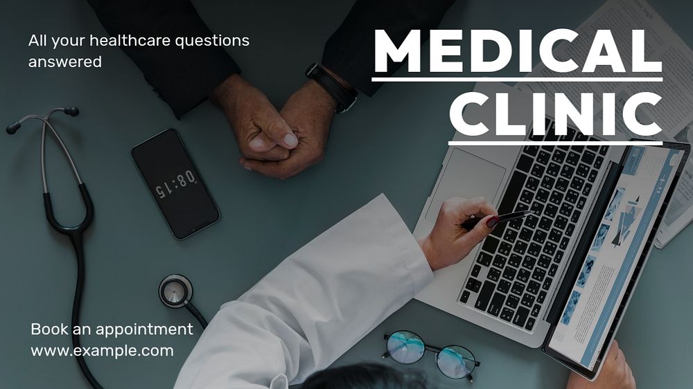 Medical clinic blog banner template, editable text