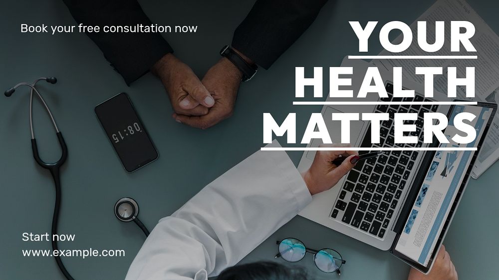 Your health matters blog banner template, editable text