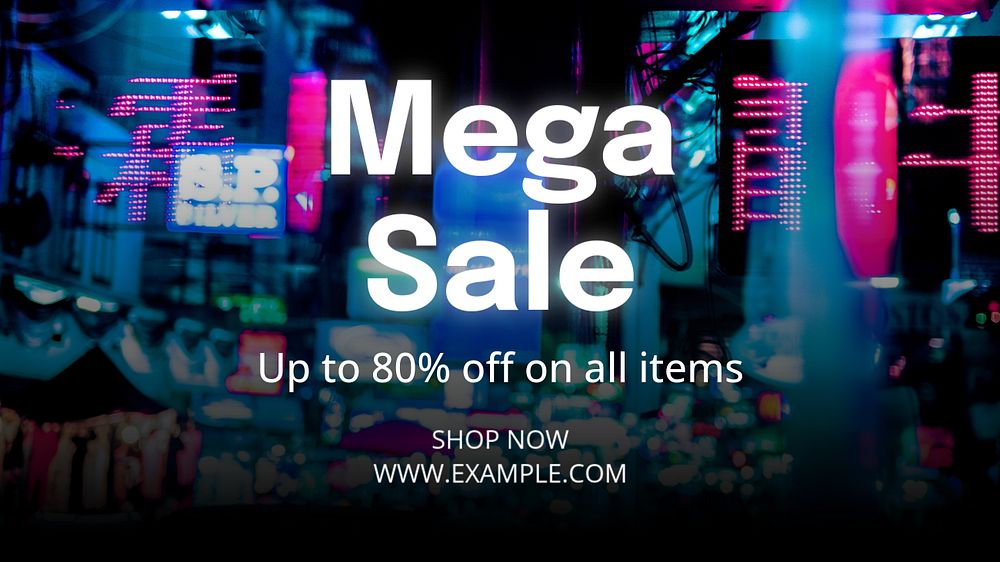 Mega sale blog banner template, editable text